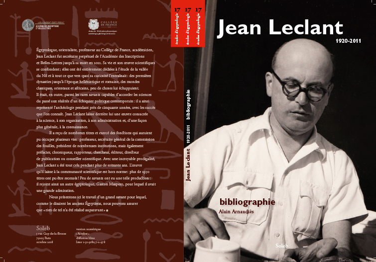 Alain Arnaudiès, Bibliographie de Jean-Leclant (1920-2011).